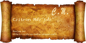 Czitron Máté névjegykártya